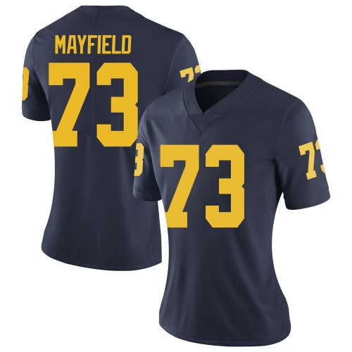 Jalen Mayfield Michigan Wolverines Women's NCAA #73 Navy Limited Brand Jordan College Stitched Football Jersey TSP7154XQ